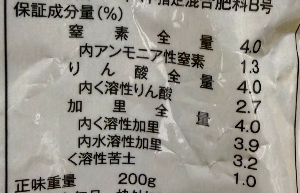 ミニきゅうり肥料成分